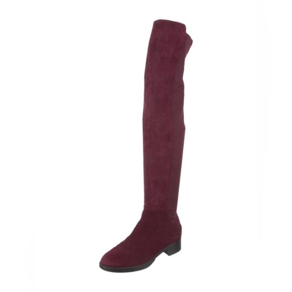 NEW Tory Burch Caitlin Burgundy Suede stretch over the knee boot size 5M - Picture 2 of 11